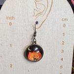 Artistic Cat Design Earrings in Fiery Orange and Black Photo 3