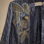 Alfred Dunner  prince street navy Blue Embroidered Light blazer jacket duster 8 Photo 2