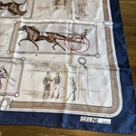 CELINE  Silk Scarf Horse Racing Blue Steed Riders Races Vintage Large Picture Photo 1