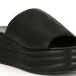 Free People black Harbor Leather Platform Slide Sandals Photo 0