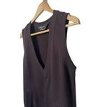 Norma Kamali Tunic Dress Size XL Brown Sweatshirt Mini Sleeveless V-Neck Photo 3