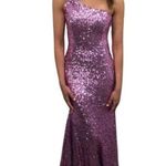 Jovani  Lilac Sequin One Shoulder Prom Pageant Gown 23076 Size 8 NWT Photo 3