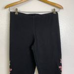 Paparazzi Leggings Womens Size Medium Black Floral Embroidered Boho Flowers Photo 4