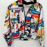 Puma Jacket Women SMALL White Multi International Woven Print Track Full Zip Photo 0