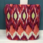 Chico's  Large Packable Ikat Tote Fold Up Bag Zipper Pink Double Strap Carryall‎ Photo 0