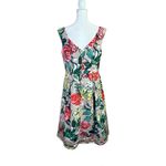 Adrianna Papell Floral Stained Glass Dress Tea Length Sleeveless Pockets Size 8 Photo 14