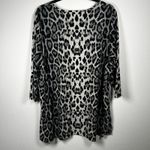 Quacker Factory  QVC Grey & Black Rhinestone Leopard Print Tunic Top‎ Size 1X EUC Photo 4