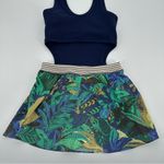 Aerie OFFLINE By Blue Tropical Ribbed Cut Out Sport Dress Romper Medium NEW Photo 10