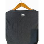 DKNY Medium Black Ribbed Henley Long Sleeve Bodysuit Snap Front Photo 5