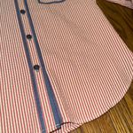 Proenza Schouler  Red white blue seersucker textured button down shirt blouse 2 Photo 1