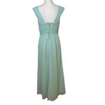 Bill Levkoff Gown Formal Maxi Bridesmaid Corset Back Draped Sleeveless Mint 6 Photo 3