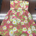 Lilly Pulitzer  Briddie Strapless‎ Silk Blend Mini Floral Dress Size 8 Daisy Pink Photo 0