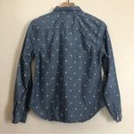 Gap  1969 Cotton Blue Denim White Polka Dots Button Up Long Sleeve Shirt Top Photo 5
