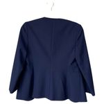 Theory  Lindrayia Blazer Navy Sea Blue Size 2 Collarless Jacket Wool Business Photo 3