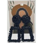 "Wedding Night" Vintage Black Aztec Drop Earrings Photo 1