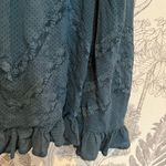 Free People  dress Intimately voile lace Teal green trapeze dot slip mini tunic M Photo 3