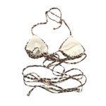 Aerie Triangle Bikini Swim Top Wrap String Ties Leopard Print Brown Size M Photo 1