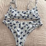 SheIn White and Blue Butterfly Print Intimate Set Photo 0