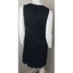 CeCe Black Dress Size 4 V Neck Shift Sleeveless Layerd Pleated hem Lace $138 Photo 5