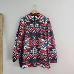Women's Aztec Print Pullover Hooded Raincoat Jacket Size 2XL Pink Photo 1