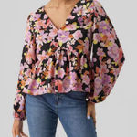 VERO MODA NWT Lucia Long Sleeve Floral Blouse with tie back size M Photo 0