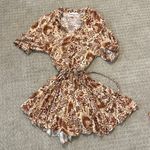 Olivaceous  Brown & Cream Floral Ruffle V-neck Mini Dress medium Photo 7