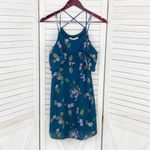 Mi Ami Francesca’s Floral Cold Shoulder Tiered Ruffle Shift Dress Teal XS Blue Photo 6