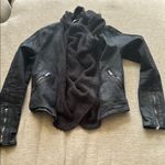 Free People Drape Front Coated Motorcycle Biker Jacket Black Women’s size 4 Photo 2