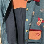 Vintage Casey Coleman Denim Embroidery Angels Lined Shacket M/L Corduroy Pockets Blue Size M Photo 6