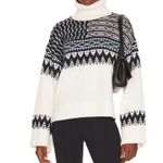 L'Academie  - Caledon Boxy Fairisle Turtleneck Sweater in White and Black Photo 4