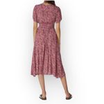 Ba&sh  Noemie Dress Women's Small Pink Red Midi V-Neck Short Sleeve Side Tie Photo 1