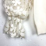 Siani Milano Vanilla Floral Lace Sleeve Sweater Rayon Blend Crewneck Size Medium Photo 6