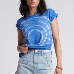 One Teaspoon  Blue Hand Dyed Logo Organic Crew Tee Shirt Size Medium NWT Photo 0