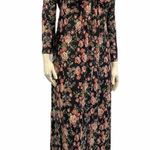 Black Rose Ruched VNeck Neckline Print Long Sleeve Maxi Cottagecore Floral Dress Size undefined Photo 1