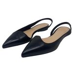 Club Monaco Club‎ Monaco Sz 37 1/2 Women's Black Leather Slingback Pointed Toe Flat Shoes Photo 11
