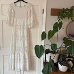 Alice + Olivia Roseline White Lace Eyelet Maxi Dress Size Small Wedding Smocked Photo 5