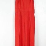 Trina Turk Golda Orange Tomato Front Pleated Pants Side Pockets Jumpsuit Size 12 Photo 0