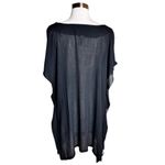 TUNIC BEACH COVER UP T. Zovich Solid with Floral Trim Swim Sustainable Black NWT Size L Photo 6