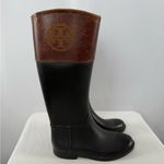 Tory Burch  Leather Rubber Diana Equestrian Riding Boots in Black Brown Size‎ 8 Photo 1