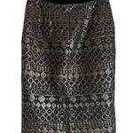 Max Mara Weekend Black Gold Geometric Jacquard Pencil Skirt Size 8 Photo 4