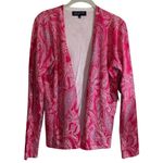 Jones New York  Silk Blend Bright Pink Paisley‎ Size Medium Cardigan Sweater NWT Photo 5