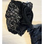 Mystic VTG Metallic Black Bodycon Dress Off Shoulder Lace Fairy Goth Whimsical Witchy S Photo 11