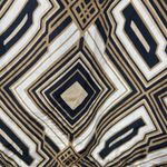 Geometric Print Dress Short Sleeve V Neck Brown Black White Mini Retro Preppy Size XS Photo 2