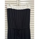 J.Crew Black Dress Strapless Size Medium White Trim Tie Waist Flowy Soft Photo 1