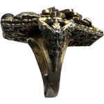 Antique Adjustable Fleur de Lis Gripoix Glass Onyx Large Georgian/Victorian Ring Brown Photo 5