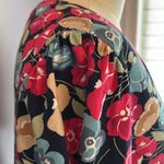 Ann Taylor  Factory colorful red and blue floral top with short puff sleeves S Photo 4