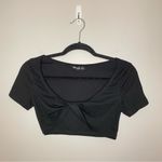 SheIn SXY Twist Front Rib-Knit Crop Top, Black, Size S, NWOT Photo 5