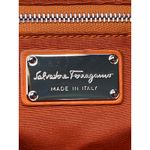 Salvatore Ferragamo  Woven Canvas Leather Tote Bag Orange Trim Italy Photo 2