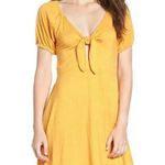 Love, Fire  Tie Front Sun Dress, Mustard Yellow White Size S NWT Photo 4