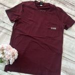 PINK - Victoria's Secret Pink By Victoria’s Secret Sparkle Sequence T- Shirt Maroon Size Medium Photo 1